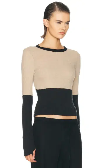 ENZA COSTA Cashmere Jersey New Classic Block Crewneck Top | Thumbnail 2 ENZA COSTA Cashmere Jersey New Classic Block Crewneck Top | Thumbnail 2