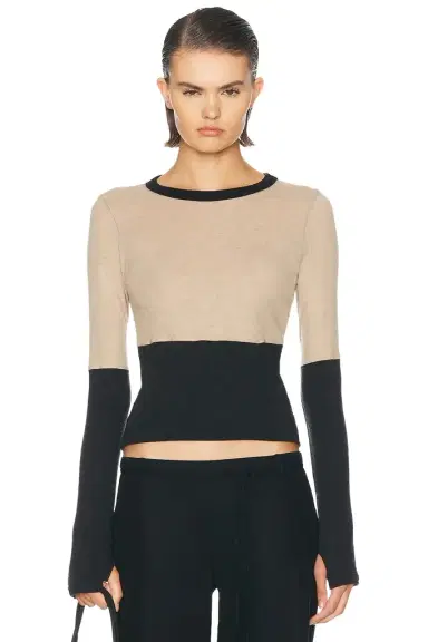 ENZA COSTA Cashmere Jersey New Classic Block Crewneck Top | Thumbnail 1 ENZA COSTA Cashmere Jersey New Classic Block Crewneck Top | Thumbnail 1