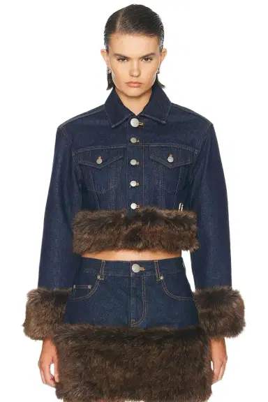 Marc Jacobs Faux Fur Shrunken Trucker | Thumbnail 1 Marc Jacobs Faux Fur Shrunken Trucker | Thumbnail 1