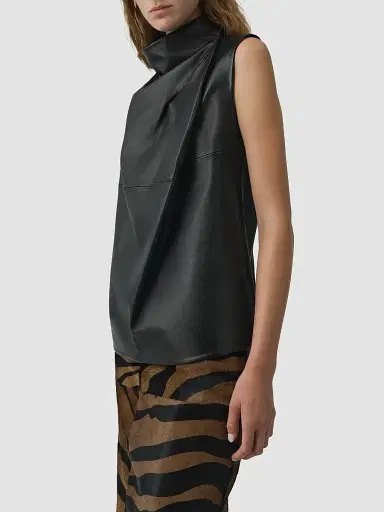 Simkhai Women's Halley Cowlneck Leather Top | Thumbnail 3 Simkhai Women's Halley Cowlneck Leather Top | Thumbnail 3