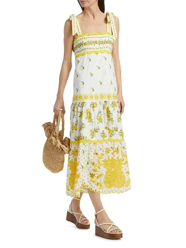 Farm Rio Women's Sicily Richelieu Sleeveless Midi-Dress - Off White | Thumbnail 2 Farm Rio Women's Sicily Richelieu Sleeveless Midi-Dress - Off White | Thumbnail 2