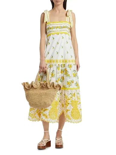Farm Rio Women's Sicily Richelieu Sleeveless Midi-Dress - Off White | Thumbnail 3 Farm Rio Women's Sicily Richelieu Sleeveless Midi-Dress - Off White | Thumbnail 3