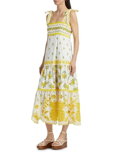 Farm Rio Women's Sicily Richelieu Sleeveless Midi-Dress - Off White | Thumbnail 4 Farm Rio Women's Sicily Richelieu Sleeveless Midi-Dress - Off White | Thumbnail 4