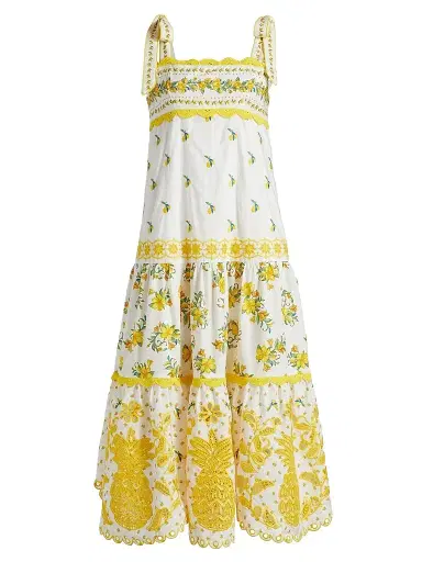 Farm Rio Women's Sicily Richelieu Sleeveless Midi-Dress - Off White | Thumbnail 1 Farm Rio Women's Sicily Richelieu Sleeveless Midi-Dress - Off White | Thumbnail 1