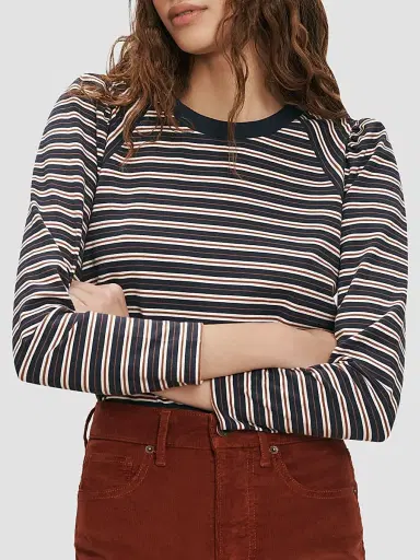Veronica Beard Women's Mason Baseball Long-Sleeve T-Shirt - Heritage Navy Multi | Thumbnail 4 Veronica Beard Women's Mason Baseball Long-Sleeve T-Shirt - Heritage Navy Multi | Thumbnail 4
