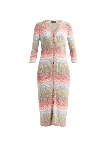 Veronica Beard Women's Tavielle Knit Midi Dress - Orange Mustard Multi | Thumbnail 1 Veronica Beard Women's Tavielle Knit Midi Dress - Orange Mustard Multi | Thumbnail 1