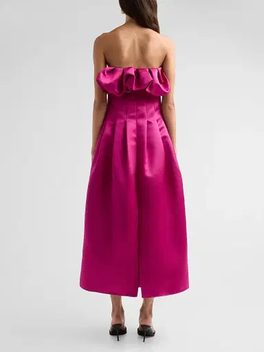 Ulla Johnson Women's Cosima Strapless Satin Tea-Length Dress | Thumbnail 3 Ulla Johnson Women's Cosima Strapless Satin Tea-Length Dress | Thumbnail 3