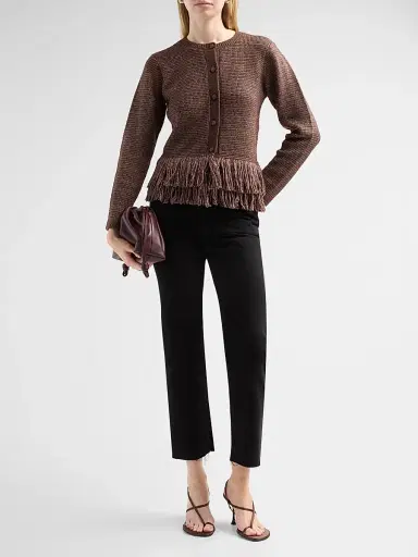 Design History Women's Imara Fringe-Trim Crewneck Top - Cocoa | Thumbnail 2 Design History Women's Imara Fringe-Trim Crewneck Top - Cocoa | Thumbnail 2