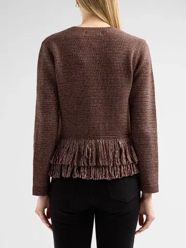 Design History Women's Imara Fringe-Trim Crewneck Top - Cocoa | Thumbnail 3 Design History Women's Imara Fringe-Trim Crewneck Top - Cocoa | Thumbnail 3