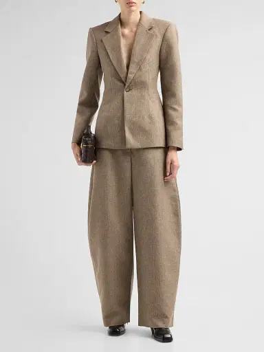 Ronny Kobo Women's Vienna Barrel-Leg Pants - Melange Taupe | Thumbnail 2 Ronny Kobo Women's Vienna Barrel-Leg Pants - Melange Taupe | Thumbnail 2