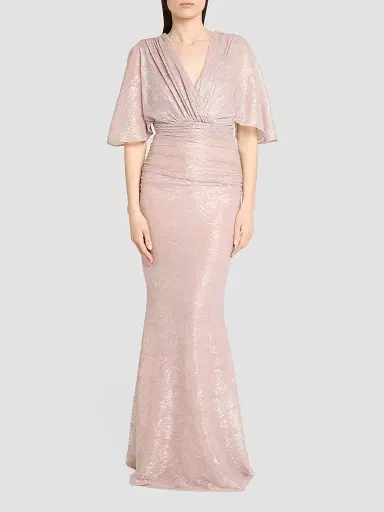 Talbot Runhof Women's Metallic Voile Gathered Gown | Thumbnail 2 Talbot Runhof Women's Metallic Voile Gathered Gown | Thumbnail 2