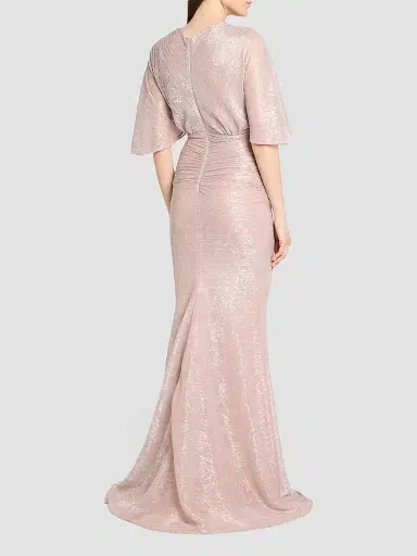Talbot Runhof Women's Metallic Voile Gathered Gown | Thumbnail 3 Talbot Runhof Women's Metallic Voile Gathered Gown | Thumbnail 3