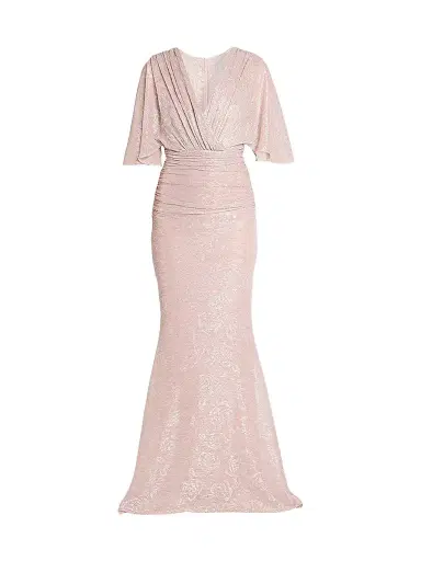 Talbot Runhof Women's Metallic Voile Gathered Gown | Thumbnail 1 Talbot Runhof Women's Metallic Voile Gathered Gown | Thumbnail 1