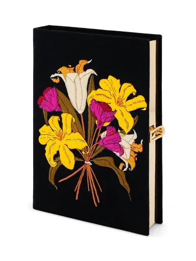 Olympia Le-Tan Women's Le Bouquet Embroidered Wool Book Clutch - Black | Thumbnail 2 Olympia Le-Tan Women's Le Bouquet Embroidered Wool Book Clutch - Black | Thumbnail 2