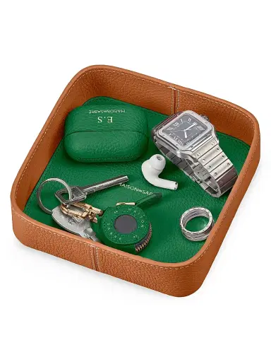 MAISON de SABRÉ Leather Catchall Tray - Pecan Emerald | Thumbnail 2 MAISON de SABRÉ Leather Catchall Tray - Pecan Emerald | Thumbnail 2
