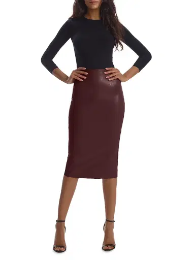 Commando Women's Faux-Leather Pencil Skirt - Oxblood | Thumbnail 2 Commando Women's Faux-Leather Pencil Skirt - Oxblood | Thumbnail 2