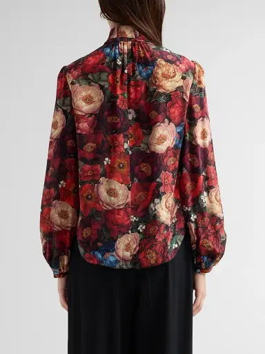 Adam Lippes Women's Joana Floral Silk Top - Ruby Floral - Size 14 | Thumbnail 3 Adam Lippes Women's Joana Floral Silk Top - Ruby Floral - Size 14 | Thumbnail 3