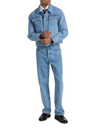 Thom Browne Men's Selvedge Denim Backstrap Utility Jacket - Light Blue | Thumbnail 2 Thom Browne Men's Selvedge Denim Backstrap Utility Jacket - Light Blue | Thumbnail 2