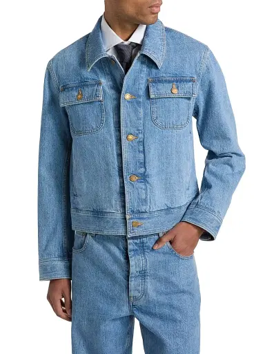 Thom Browne Men's Selvedge Denim Backstrap Utility Jacket - Light Blue | Thumbnail 3 Thom Browne Men's Selvedge Denim Backstrap Utility Jacket - Light Blue | Thumbnail 3