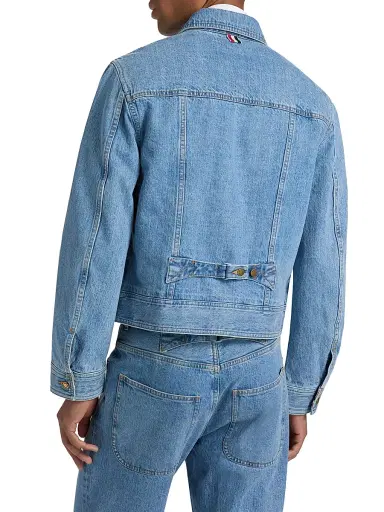 Thom Browne Men's Selvedge Denim Backstrap Utility Jacket - Light Blue | Thumbnail 5 Thom Browne Men's Selvedge Denim Backstrap Utility Jacket - Light Blue | Thumbnail 5