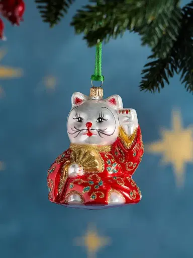 Exclusively Ours Lady Manekineko Glass Ornament | Thumbnail 1 Exclusively Ours Lady Manekineko Glass Ornament | Thumbnail 1