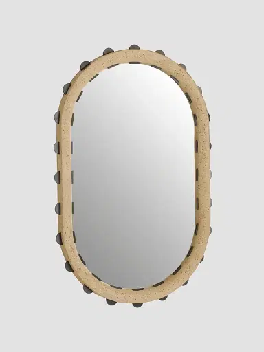 Arteriors Nicolai Resin & Iron Oval Mirror - Tan | Thumbnail 2 Arteriors Nicolai Resin & Iron Oval Mirror - Tan | Thumbnail 2