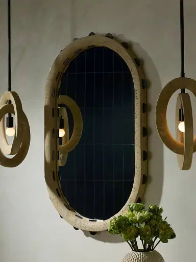 Arteriors Nicolai Resin & Iron Oval Mirror - Tan | Thumbnail 3 Arteriors Nicolai Resin & Iron Oval Mirror - Tan | Thumbnail 3