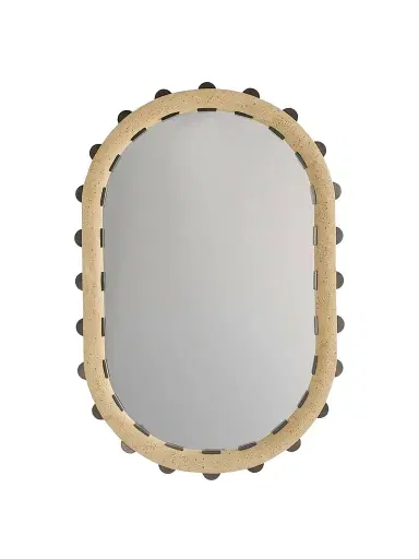 Arteriors Nicolai Resin & Iron Oval Mirror - Tan | Thumbnail 1 Arteriors Nicolai Resin & Iron Oval Mirror - Tan | Thumbnail 1