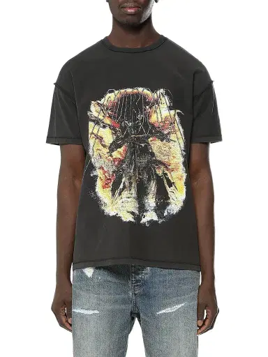 Purple Brand Men's Embellished Textured Graphic Cotton T-Shirt - Black | Thumbnail 1 Purple Brand Men's Embellished Textured Graphic Cotton T-Shirt - Black | Thumbnail 1