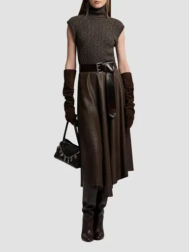 Ralph Lauren Collection Women's Cable-Knit Cashmere Turtleneck Top - Taupe Grey | Thumbnail 2 Ralph Lauren Collection Women's Cable-Knit Cashmere Turtleneck Top - Taupe Grey | Thumbnail 2