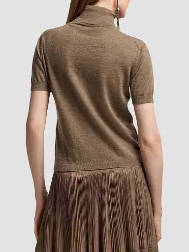 Ralph Lauren Collection Women's Cashmere Short-Sleeve Turtleneck - Beige | Thumbnail 3 Ralph Lauren Collection Women's Cashmere Short-Sleeve Turtleneck - Beige | Thumbnail 3
