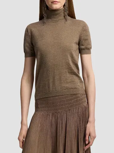 Ralph Lauren Collection Women's Cashmere Short-Sleeve Turtleneck - Beige | Thumbnail 4 Ralph Lauren Collection Women's Cashmere Short-Sleeve Turtleneck - Beige | Thumbnail 4