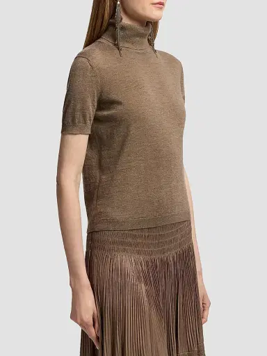 Ralph Lauren Collection Women's Cashmere Short-Sleeve Turtleneck - Beige | Thumbnail 5 Ralph Lauren Collection Women's Cashmere Short-Sleeve Turtleneck - Beige | Thumbnail 5