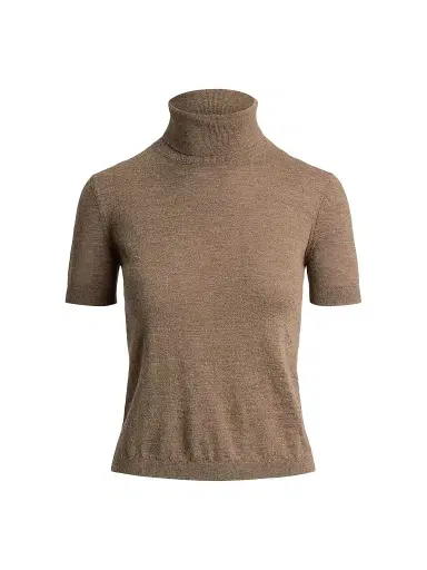 Ralph Lauren Collection Women's Cashmere Short-Sleeve Turtleneck - Beige | Thumbnail 1 Ralph Lauren Collection Women's Cashmere Short-Sleeve Turtleneck - Beige | Thumbnail 1