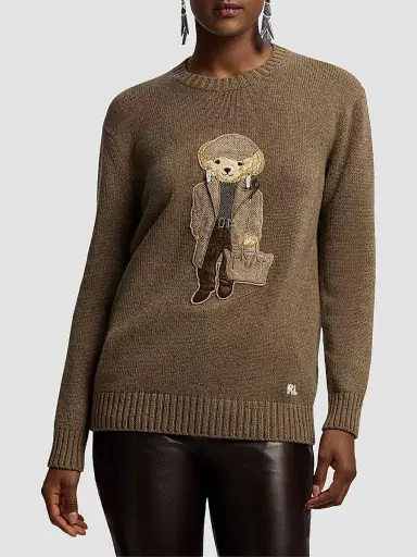 Ralph Lauren Collection Women's Fall Polo Bear Cashmere Sweater - Beige | Thumbnail 4 Ralph Lauren Collection Women's Fall Polo Bear Cashmere Sweater - Beige | Thumbnail 4