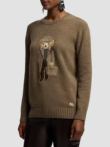 Ralph Lauren Collection Women's Fall Polo Bear Cashmere Sweater - Beige | Thumbnail 5 Ralph Lauren Collection Women's Fall Polo Bear Cashmere Sweater - Beige | Thumbnail 5