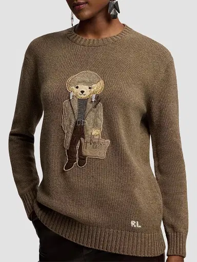 Ralph Lauren Collection Women's Fall Polo Bear Cashmere Sweater - Beige | Thumbnail 6 Ralph Lauren Collection Women's Fall Polo Bear Cashmere Sweater - Beige | Thumbnail 6