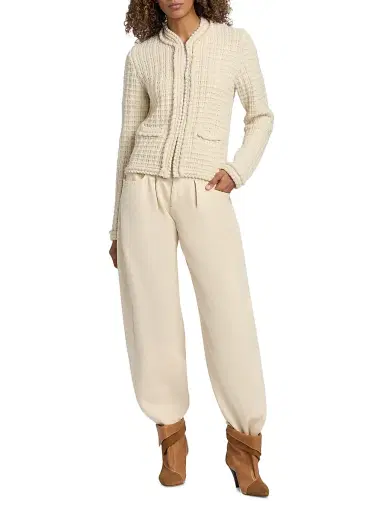 Isabel Marant Women's Hortense Quilted Wool-Alpaca Cardigan - Ecru | Thumbnail 2 Isabel Marant Women's Hortense Quilted Wool-Alpaca Cardigan - Ecru | Thumbnail 2