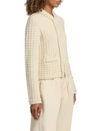 Isabel Marant Women's Hortense Quilted Wool-Alpaca Cardigan - Ecru | Thumbnail 4 Isabel Marant Women's Hortense Quilted Wool-Alpaca Cardigan - Ecru | Thumbnail 4