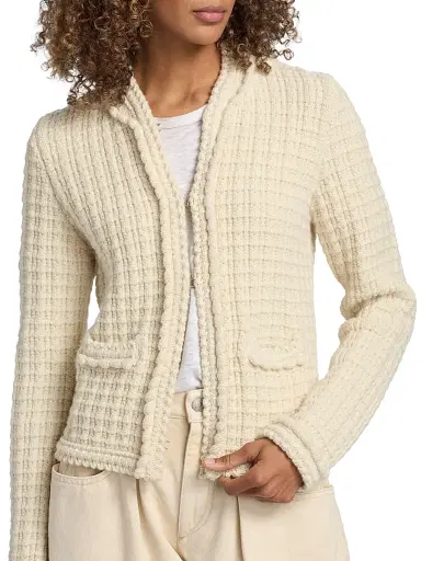 Isabel Marant Women's Hortense Quilted Wool-Alpaca Cardigan - Ecru | Thumbnail 6 Isabel Marant Women's Hortense Quilted Wool-Alpaca Cardigan - Ecru | Thumbnail 6