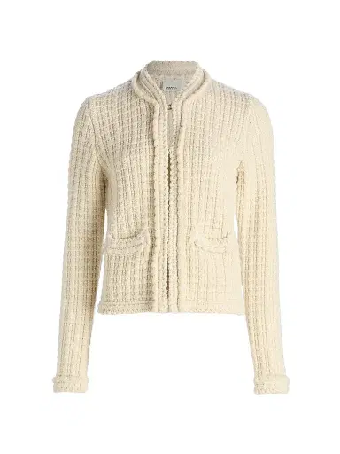 Isabel Marant Women's Hortense Quilted Wool-Alpaca Cardigan - Ecru | Thumbnail 1 Isabel Marant Women's Hortense Quilted Wool-Alpaca Cardigan - Ecru | Thumbnail 1
