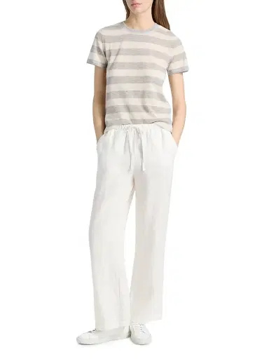 MAJESTIC FILATURES Women's Cashmere Stripe Crewneck T-Shirt - Brume Chine Milk | Thumbnail 2 MAJESTIC FILATURES Women's Cashmere Stripe Crewneck T-Shirt - Brume Chine Milk | Thumbnail 2