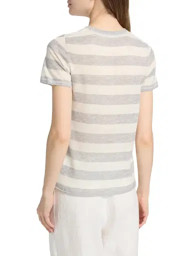 MAJESTIC FILATURES Women's Cashmere Stripe Crewneck T-Shirt - Brume Chine Milk | Thumbnail 5 MAJESTIC FILATURES Women's Cashmere Stripe Crewneck T-Shirt - Brume Chine Milk | Thumbnail 5