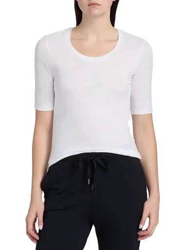 MAJESTIC FILATURES Women's Scoopneck Stretch Linen Top - Blanc | Thumbnail 3 MAJESTIC FILATURES Women's Scoopneck Stretch Linen Top - Blanc | Thumbnail 3