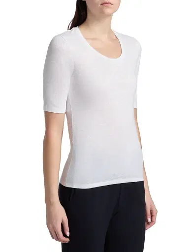 MAJESTIC FILATURES Women's Scoopneck Stretch Linen Top - Blanc | Thumbnail 4 MAJESTIC FILATURES Women's Scoopneck Stretch Linen Top - Blanc | Thumbnail 4