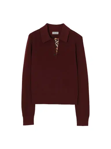 Burberry Women's Mandy Wool Long-Sleeve Polo Shirt - Grape Purple | Thumbnail 1 Burberry Women's Mandy Wool Long-Sleeve Polo Shirt - Grape Purple | Thumbnail 1
