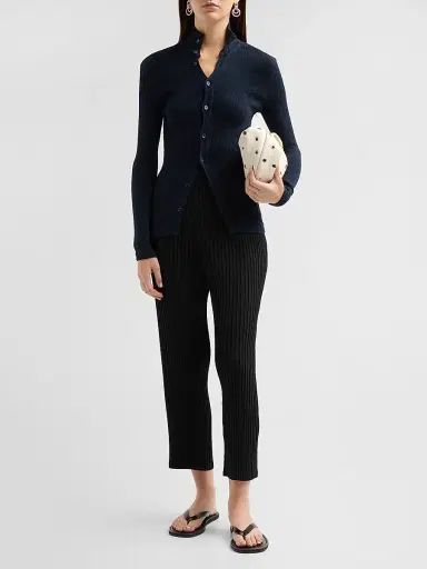 Issey Miyake Women's Rill Textured Pleats Shirt - Dark Navy | Thumbnail 2 Issey Miyake Women's Rill Textured Pleats Shirt - Dark Navy | Thumbnail 2