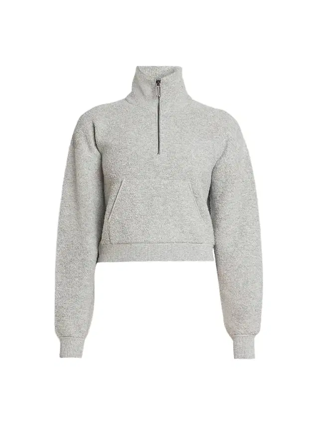 Women's Wool-Blend Half-Zip Sweater - Light Grey Marl Women's Wool-Blend Half-Zip Sweater - Light Grey Marl