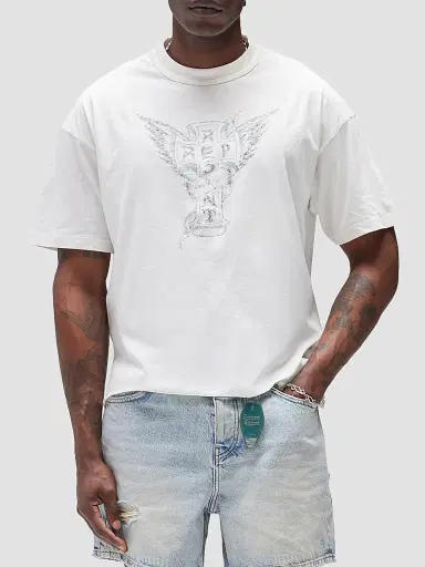Represent Men's Westside Cotton-Blend Crewneck T-Shirt - Flat White | Thumbnail 3 Represent Men's Westside Cotton-Blend Crewneck T-Shirt - Flat White | Thumbnail 3
