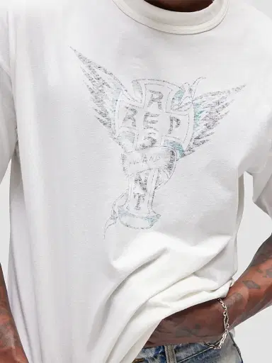Represent Men's Westside Cotton-Blend Crewneck T-Shirt - Flat White | Thumbnail 4 Represent Men's Westside Cotton-Blend Crewneck T-Shirt - Flat White | Thumbnail 4